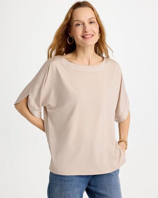 Jersey & Satin Dolman Tee | Chico's